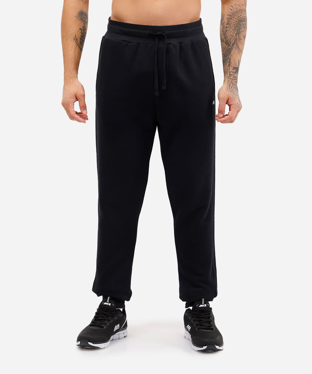 calça jogger de moletom esportiva preta