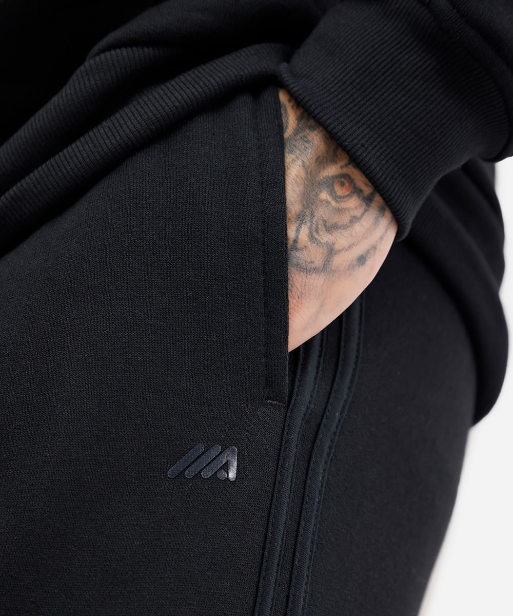 calça jogger de moletom esportiva preta