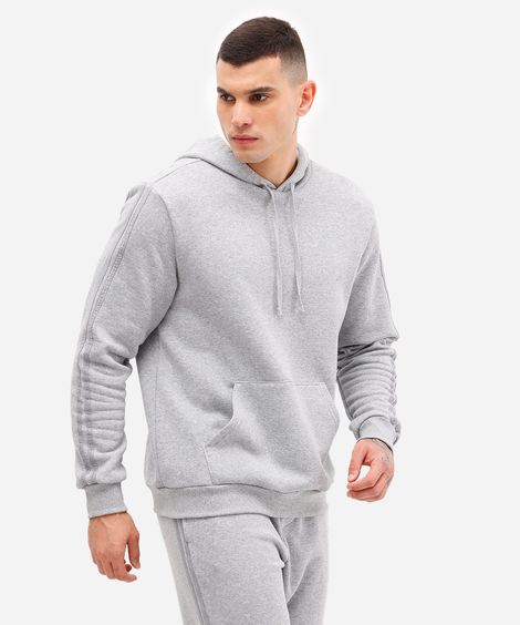 blusa de moletom com capuz e bolso ace cinza
