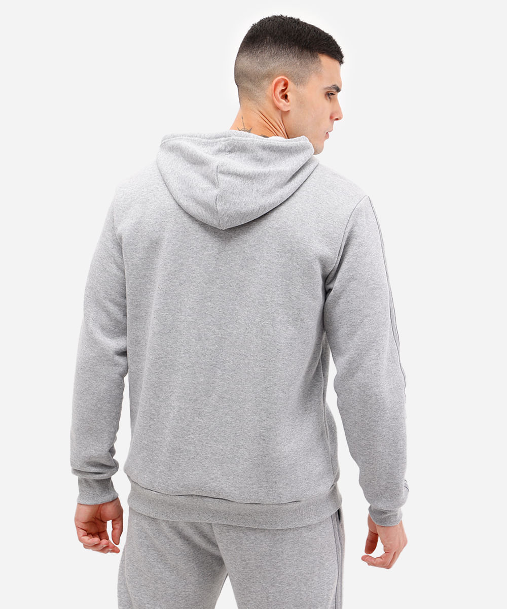 blusa de moletom com capuz e bolso cinza
