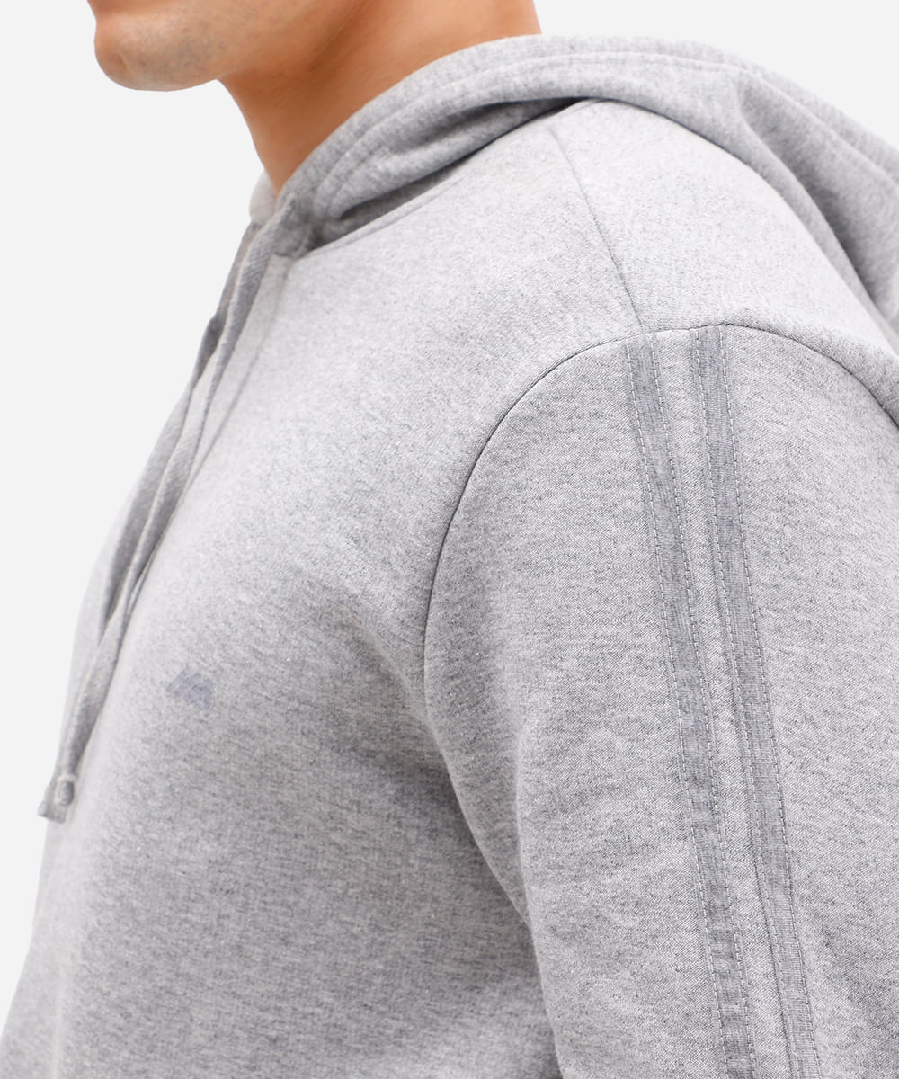 blusa de moletom com capuz e bolso cinza