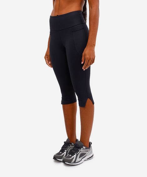 calça corsário feminina esportiva com fendas e bolsos preta