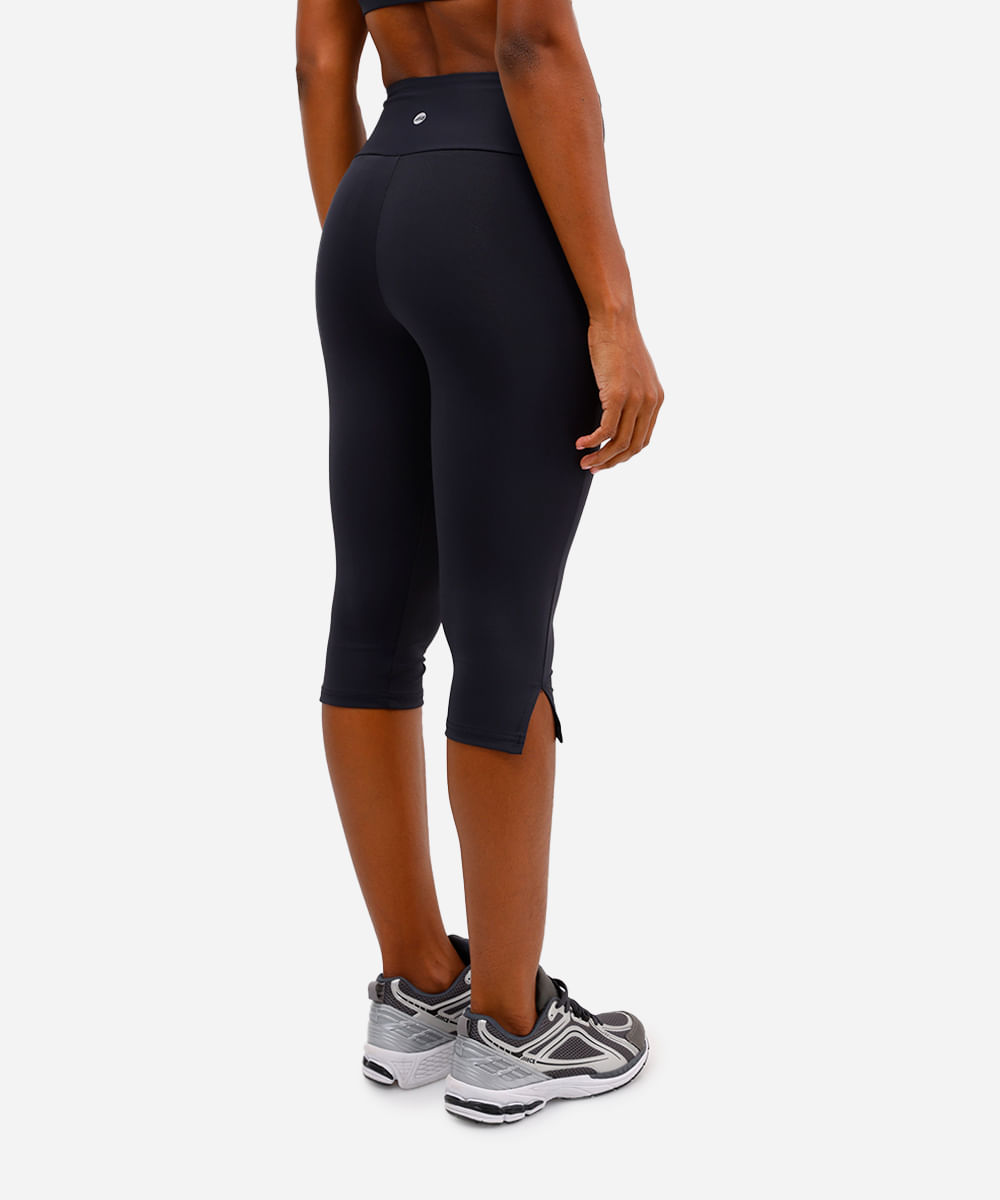 calça corsário feminina esportiva com fendas e bolsos preta