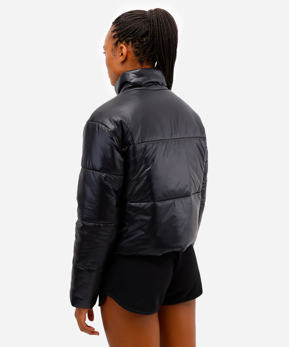 jaqueta puffer feminina esportiva preta