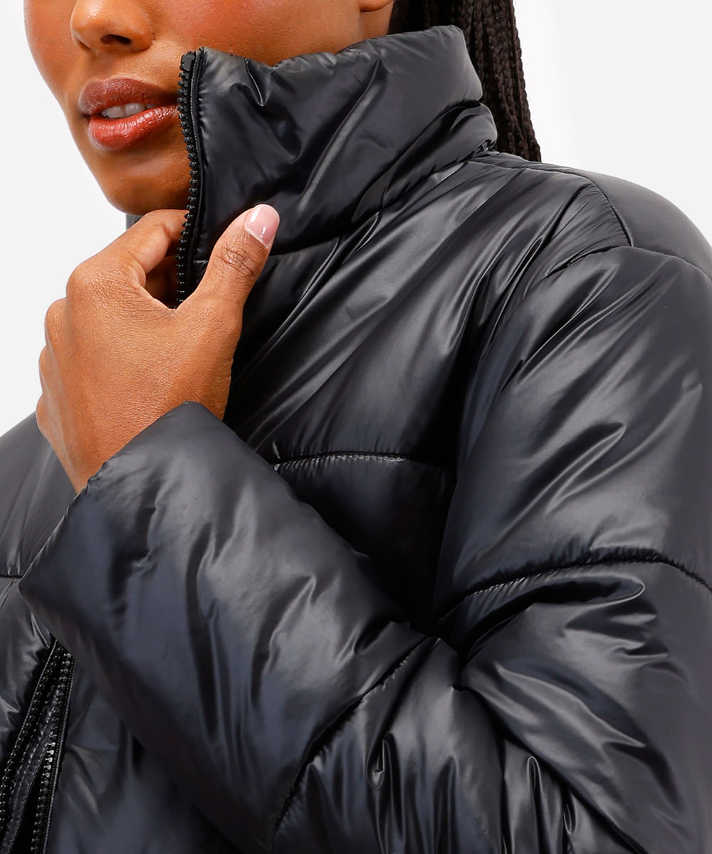 jaqueta puffer feminina esportiva preta