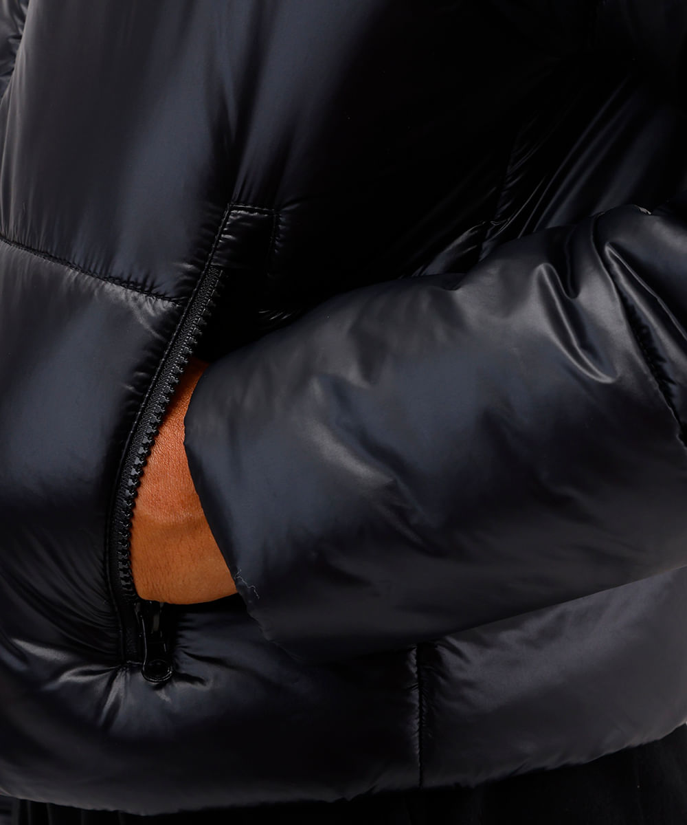 jaqueta puffer feminina esportiva preta
