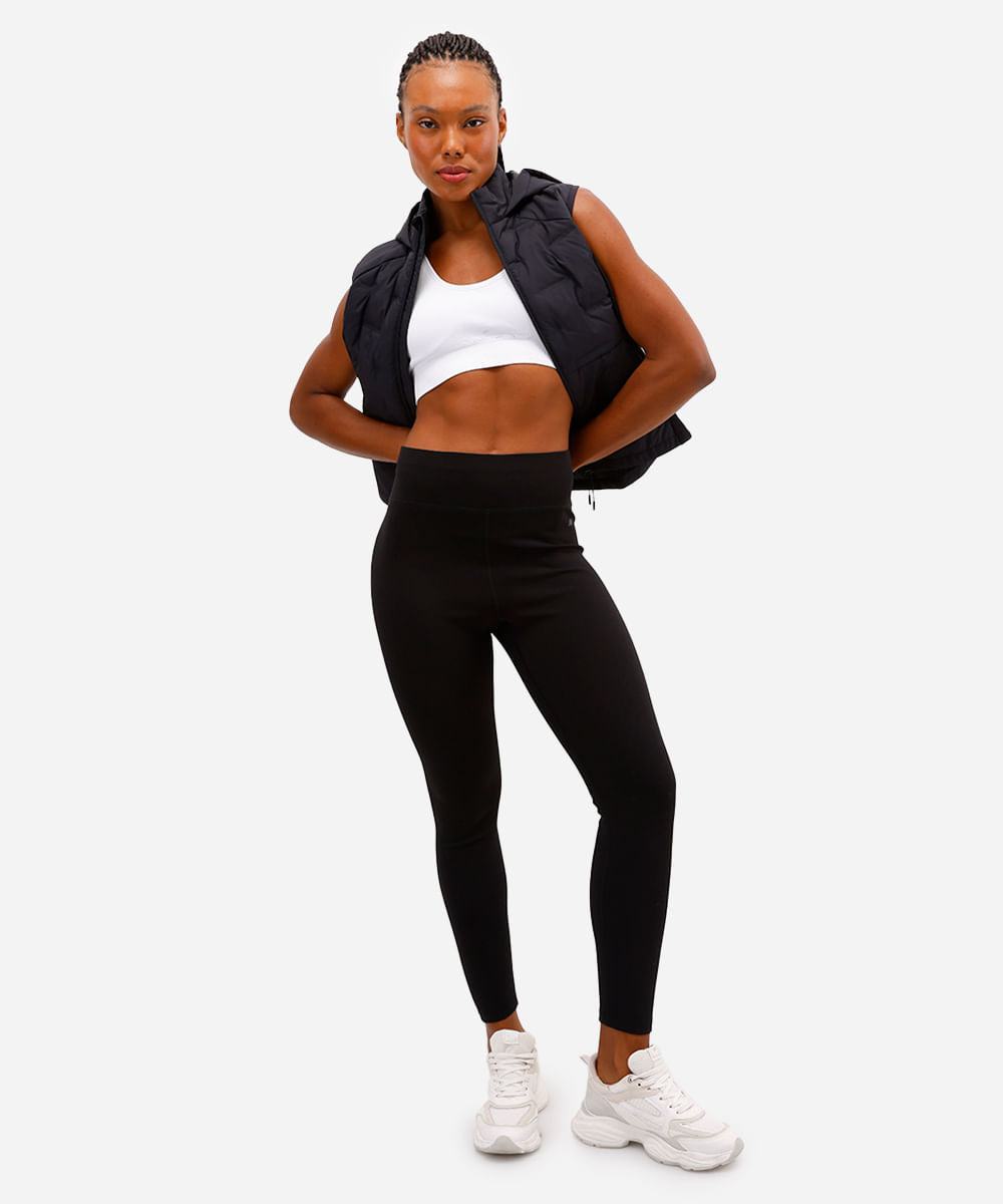 calça legging feminina com algodão esportiva preta