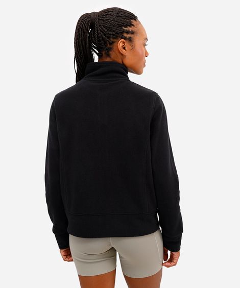 jaqueta de fleece gola alta esportiva ace  preto