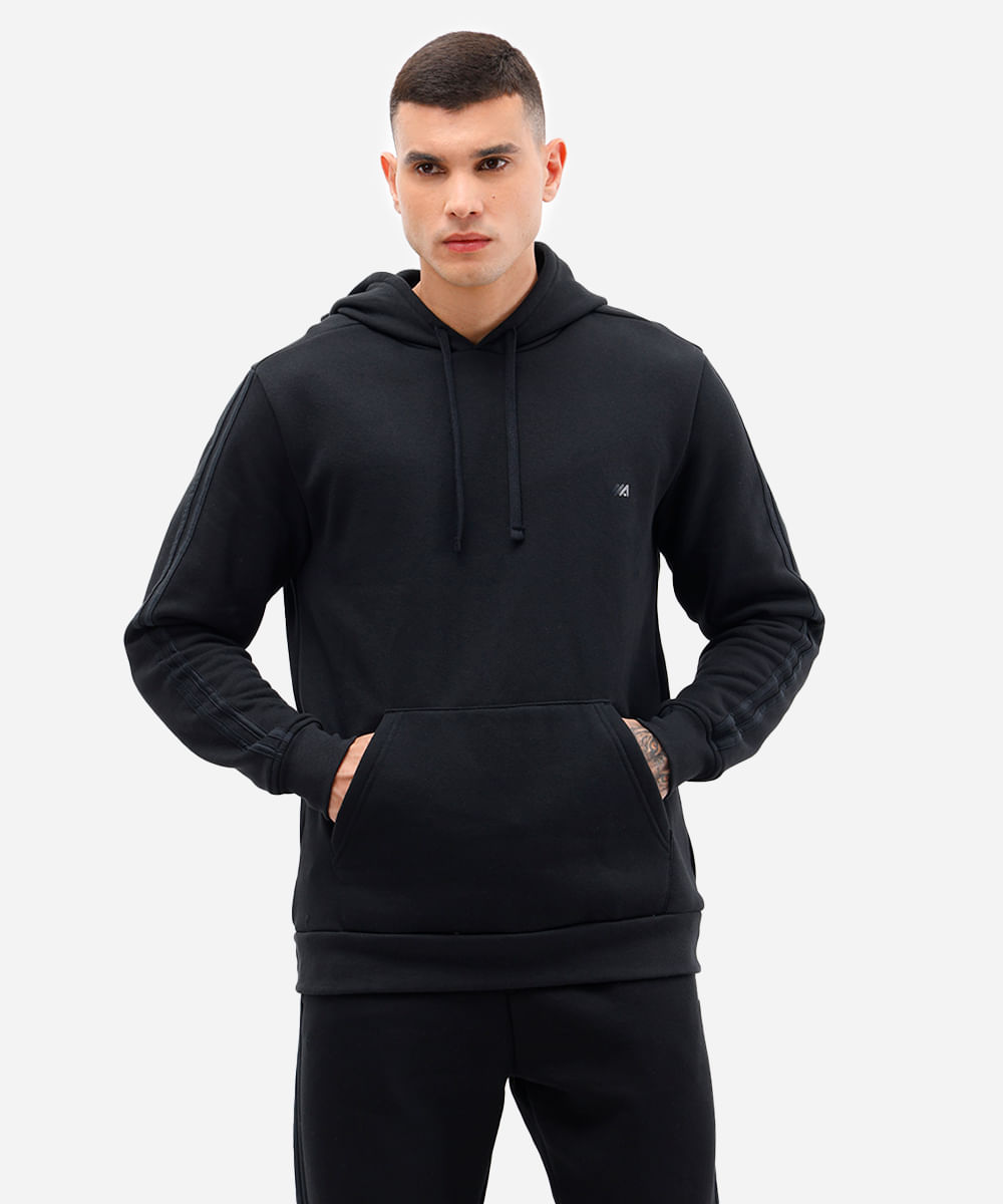 blusa de moletom com capuz - preto