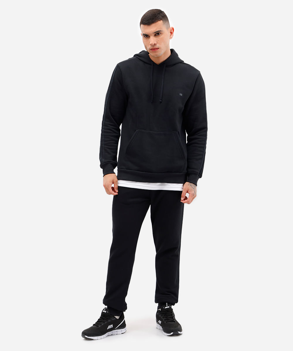 blusa de moletom com capuz - preto