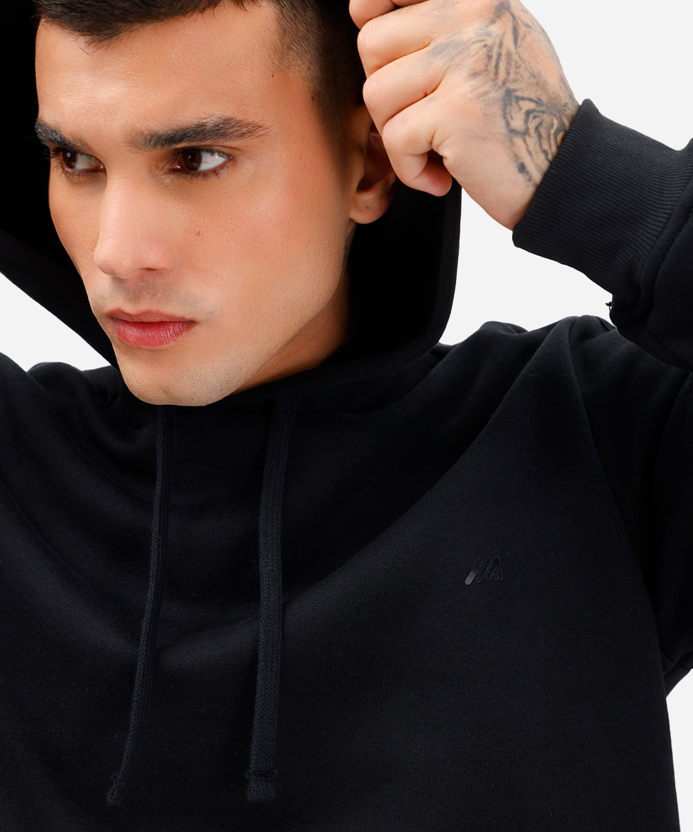 blusa de moletom com capuz - preto