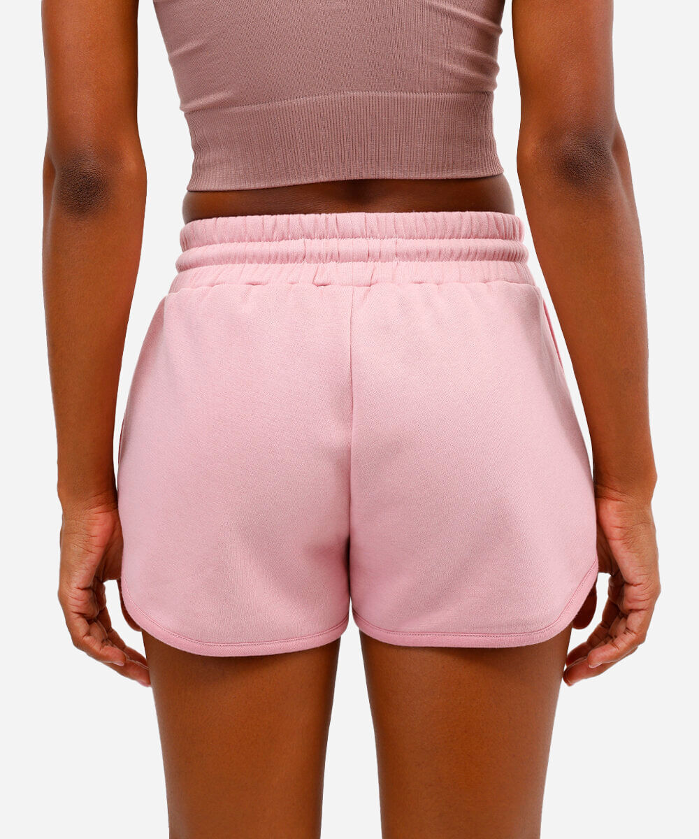 short de moletom cintura média esportivo - rosa velho