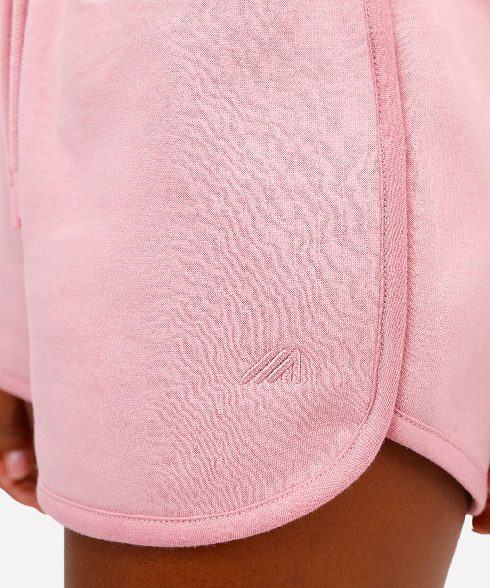 short de moletom cintura média esportivo - rosa velho