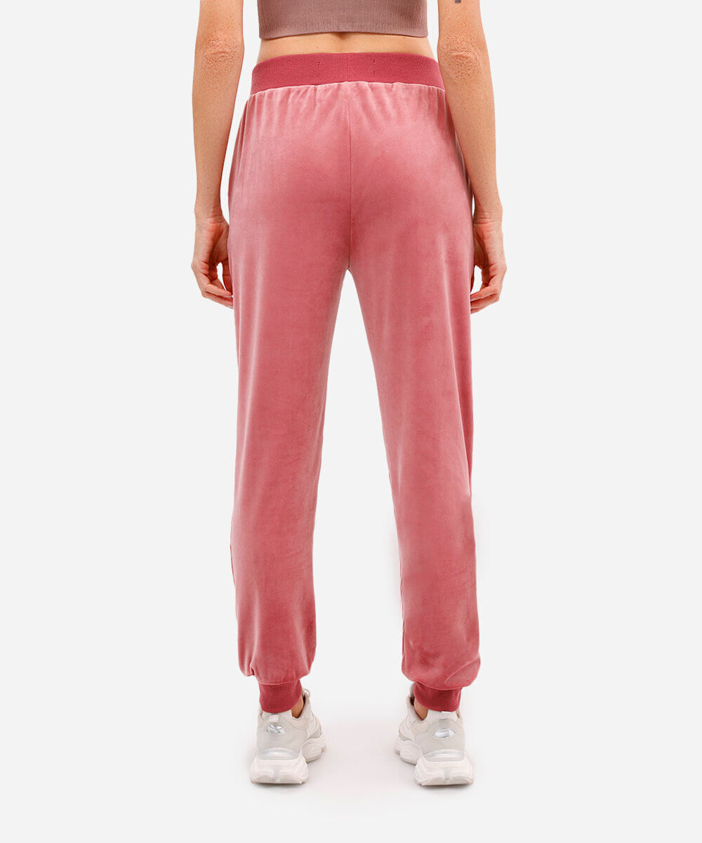 calça reta de plush cintura alta esportiva ace rosa