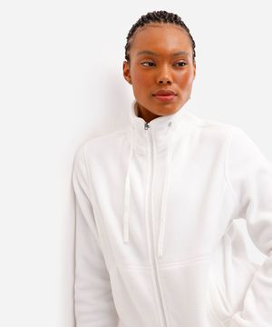 jaqueta de fleece gola alta esportiva ace branco