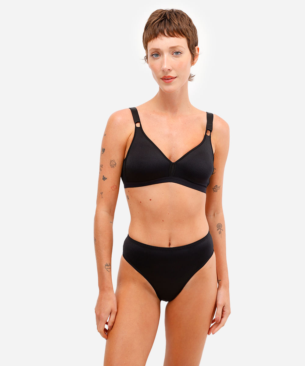 calcinha caleçon feminina texturizada demillus preta