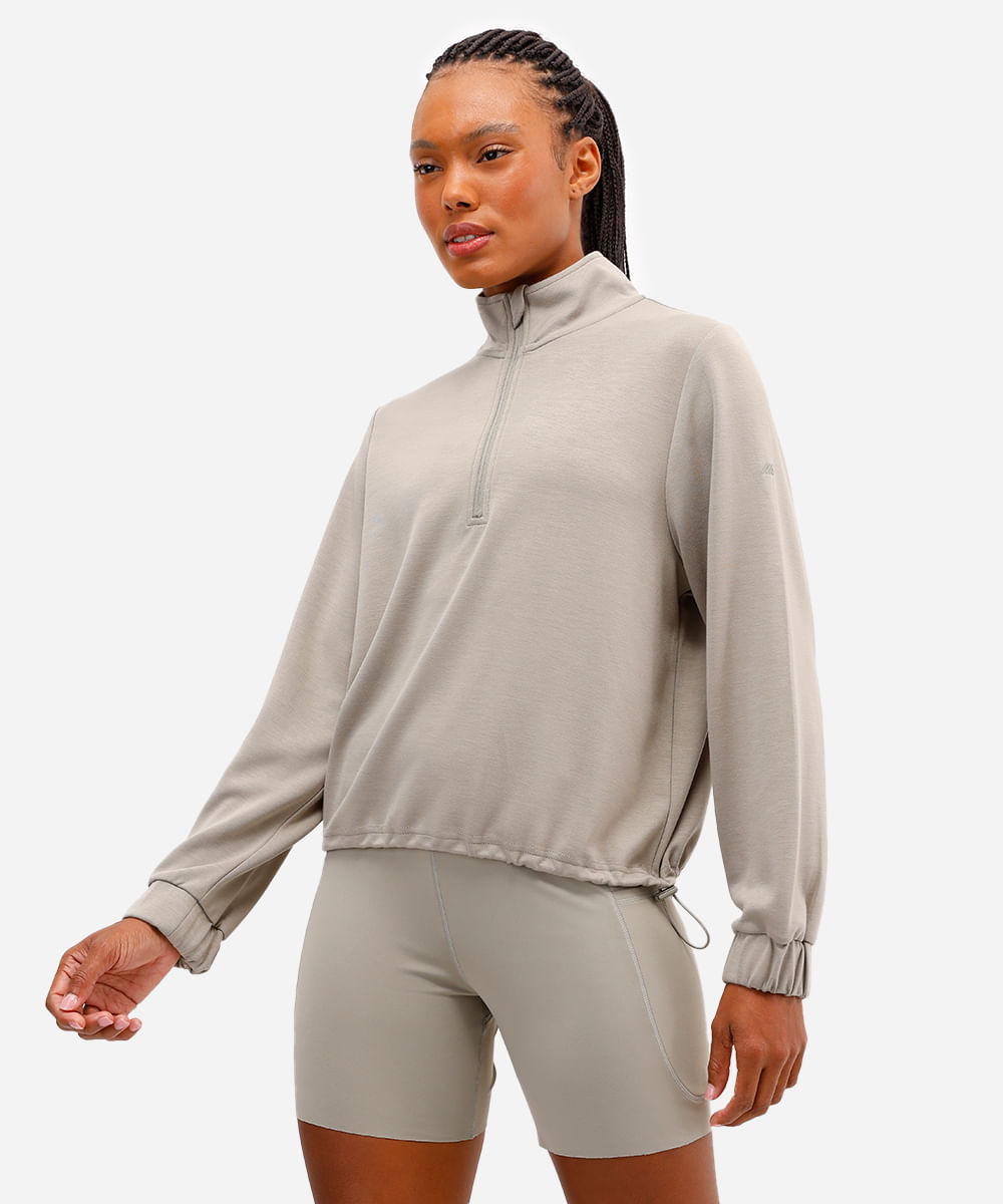 blusão feminino esportivo ace gola alta com zíper verde