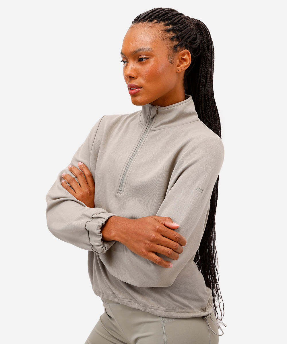 blusão feminino esportivo ace gola alta com zíper verde