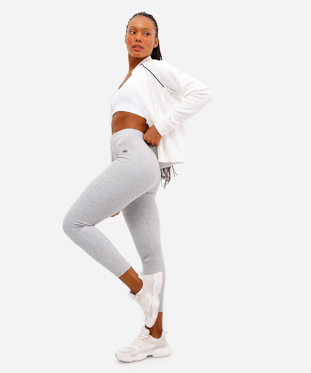 calça legging feminina com algodão esportiva cinza