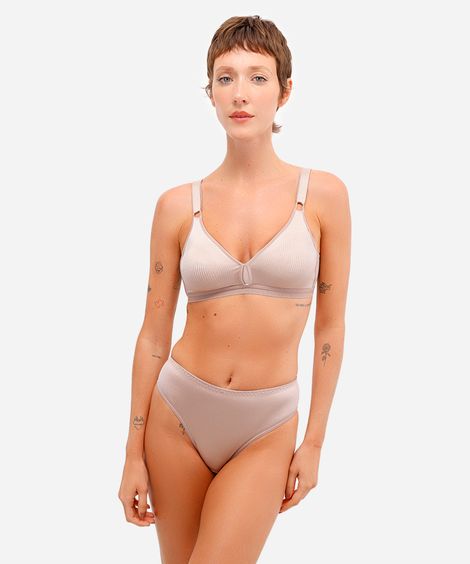 calcinha caleçon feminina texturizada demillus bege