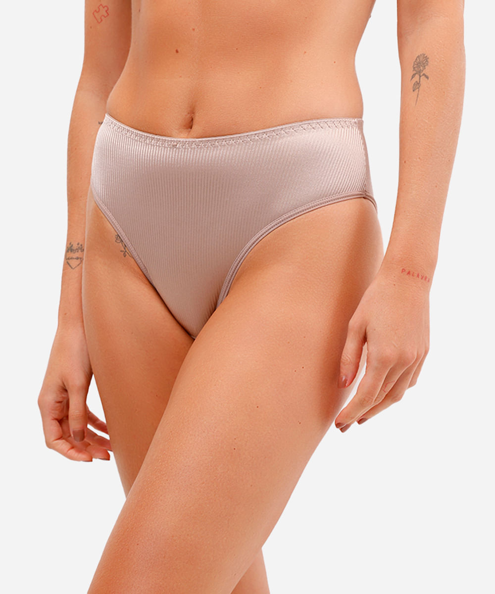calcinha caleçon feminina texturizada demillus bege
