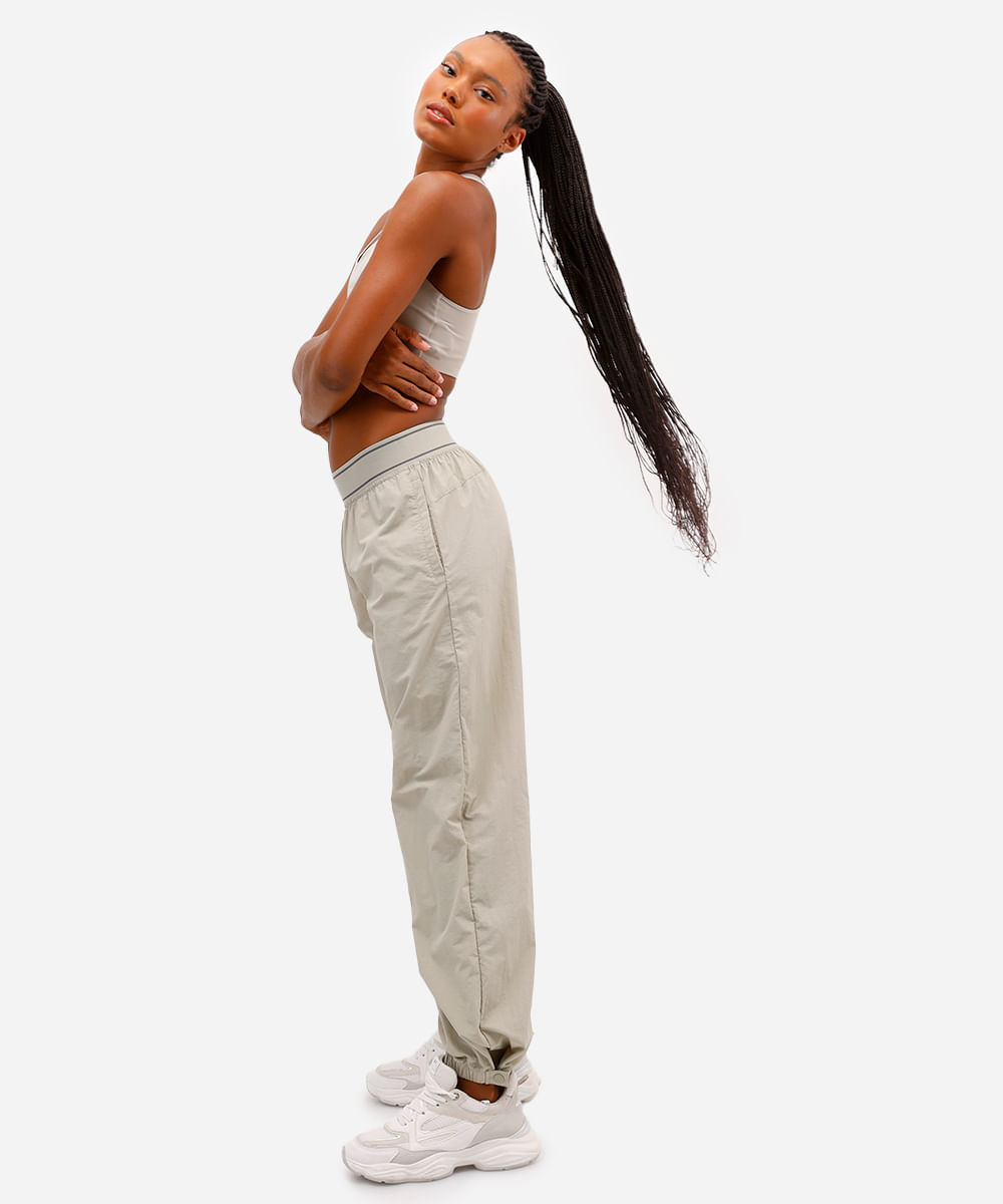calça jogger feminina esportiva barra ajustável verde