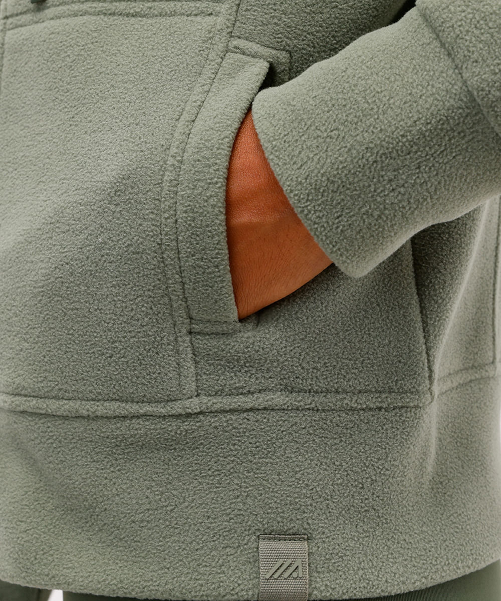 jaqueta feminina de fleece gola alta esportiva verde