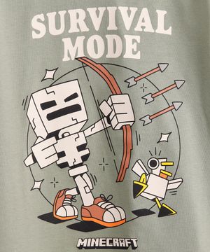 blusa infantil manga longa survival mode minecraft verde