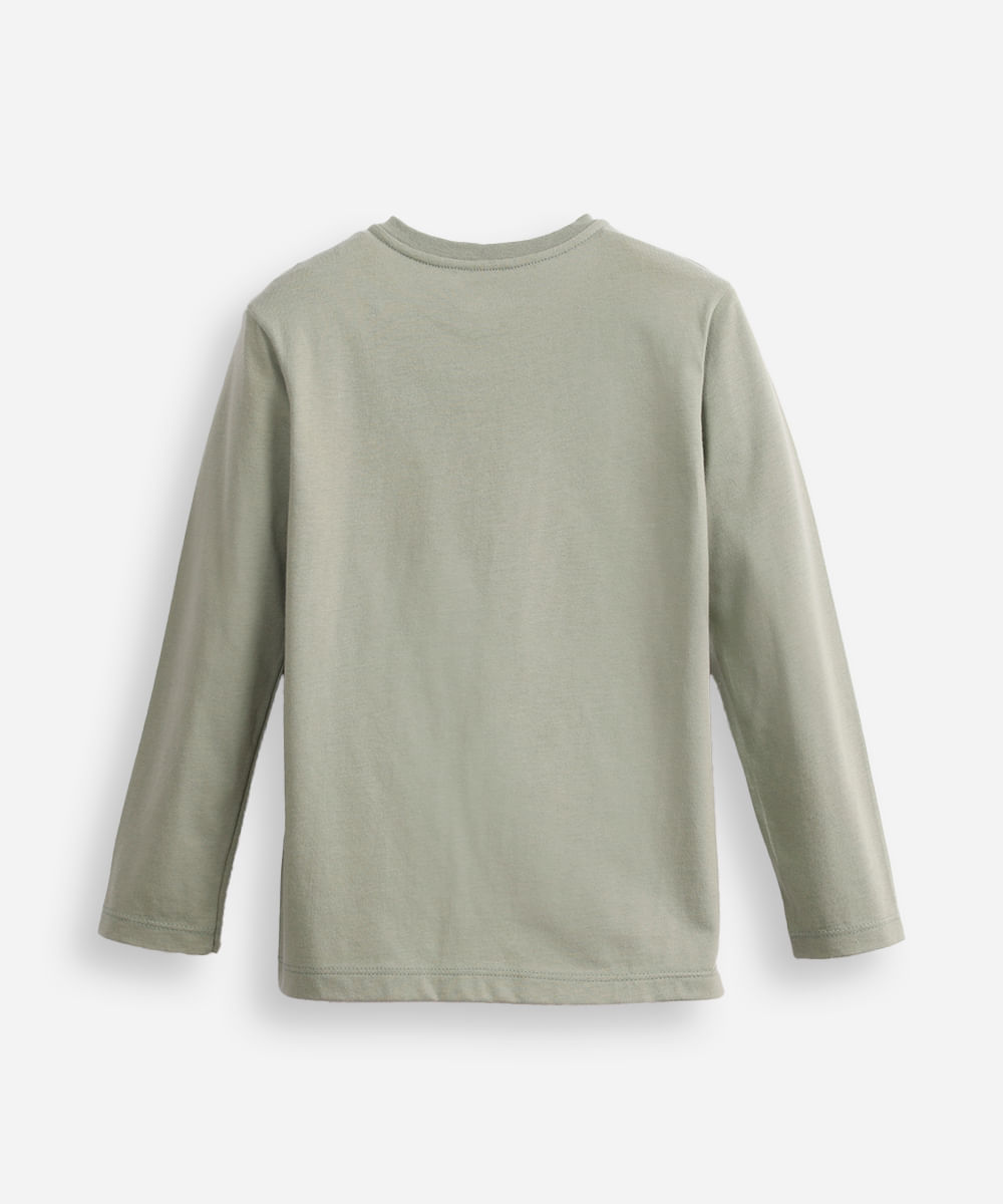 blusa infantil manga longa survival mode minecraft verde