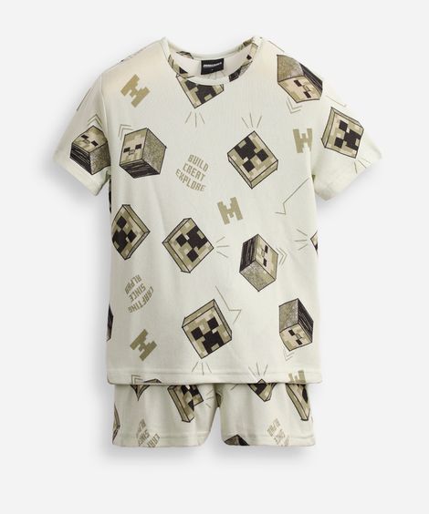pijama curto infantil minecraft verde