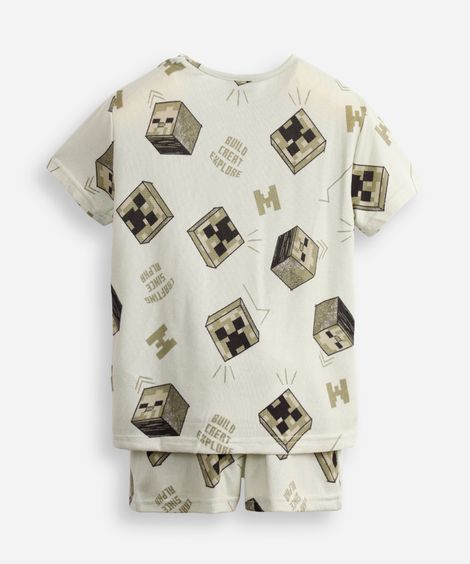 pijama curto infantil minecraft verde