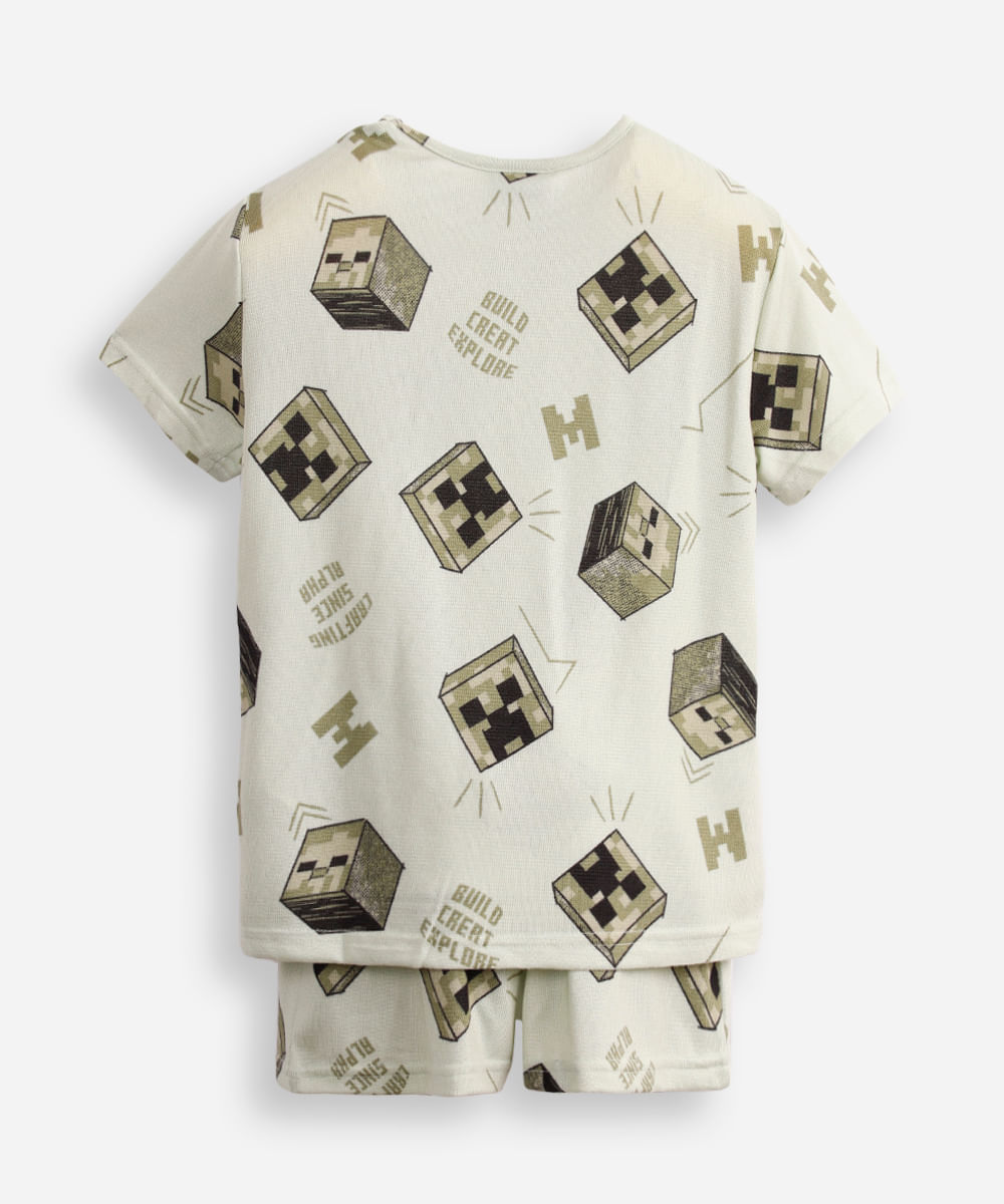 pijama curto infantil minecraft verde