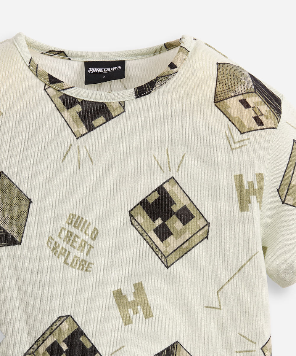 pijama curto infantil minecraft verde