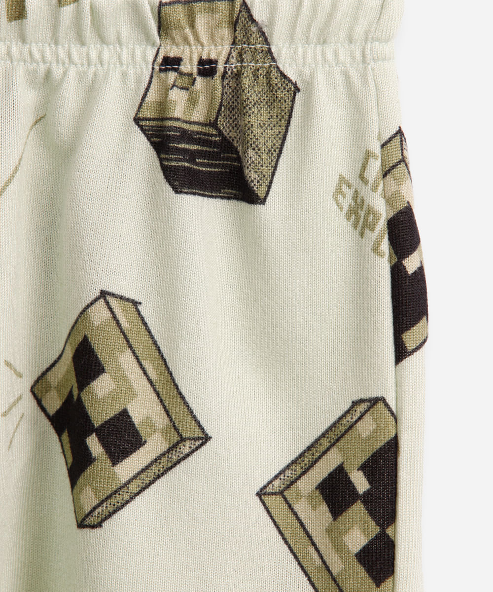 pijama curto infantil minecraft verde