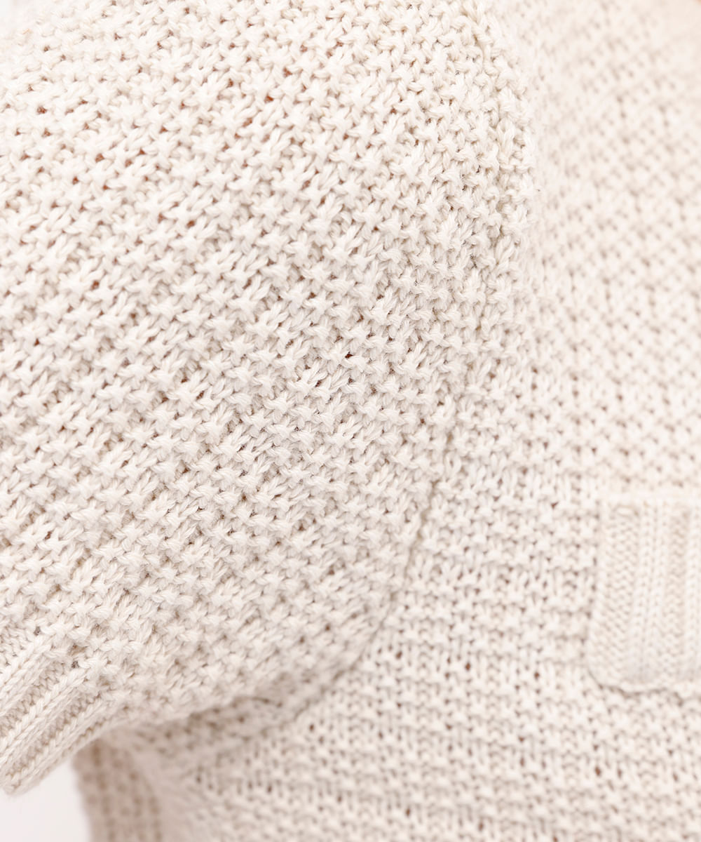 blusa feminina de tricot manga curta bege