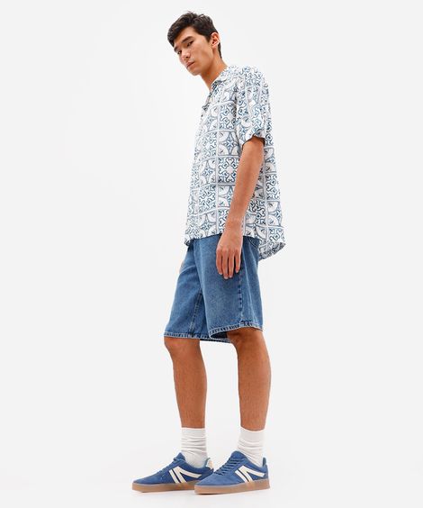 bermuda baggy masculina jeans azul