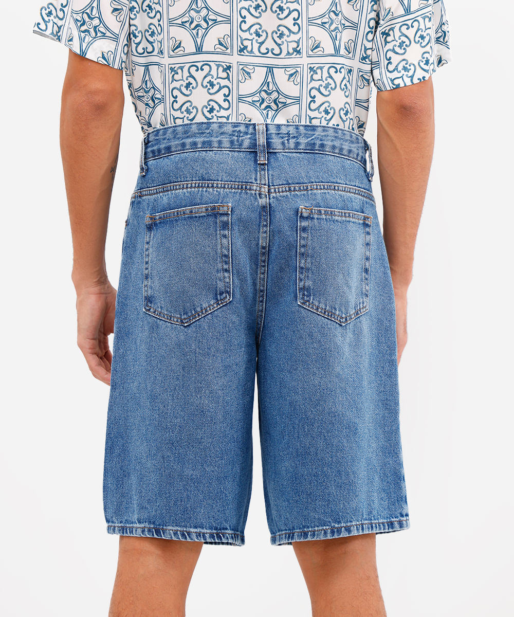 bermuda baggy masculina jeans azul
