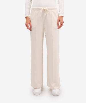 calça jogger básica feminina com nervura bege