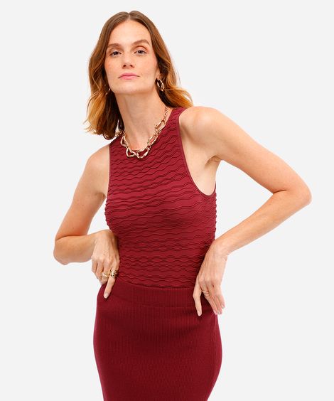 cropped feminino de poliamida texturizado vinho