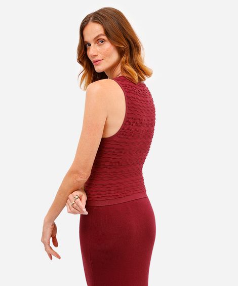 cropped feminino de poliamida texturizado vinho