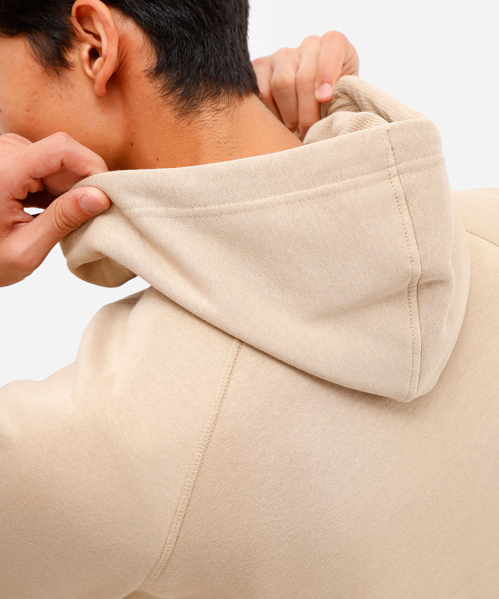 blusão básico masculino de moletom com capuz bege