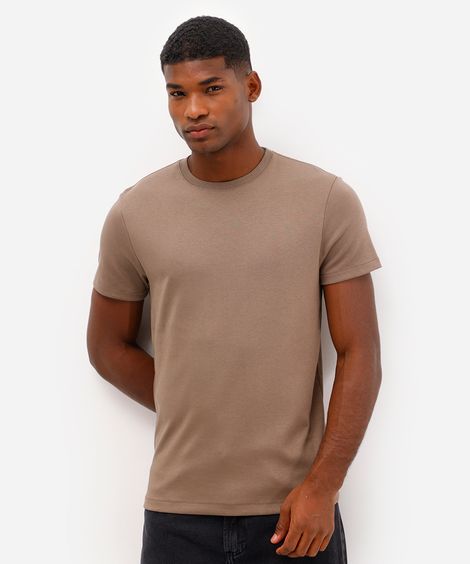 camiseta slim de algodão peruano bold bege