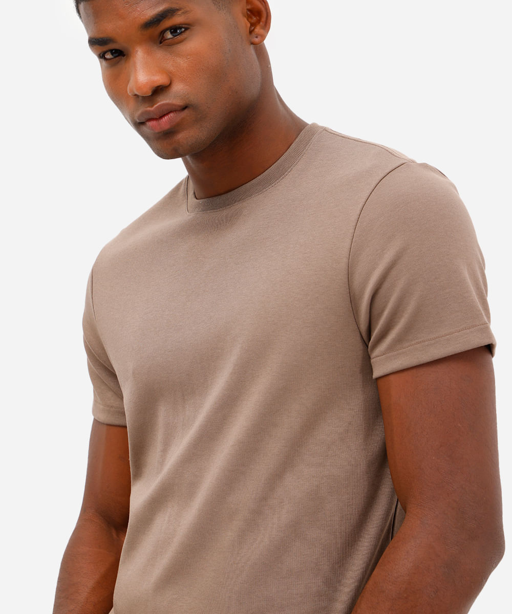 camiseta slim de algodão peruano bold bege