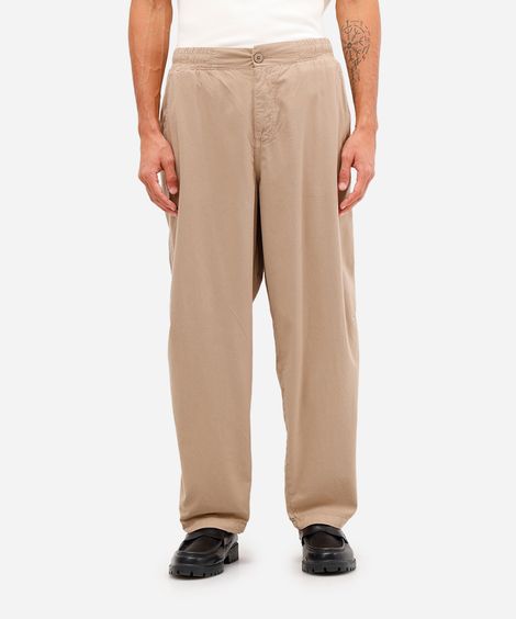 calça baggy masculina de sarja cós com elástico bege