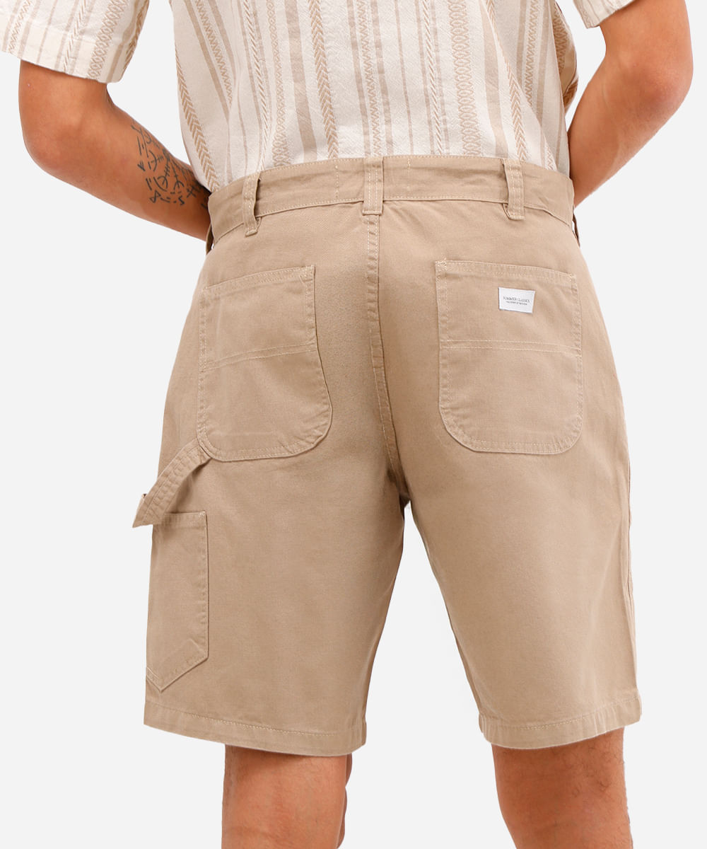 bermuda reta masculina de sarja bege