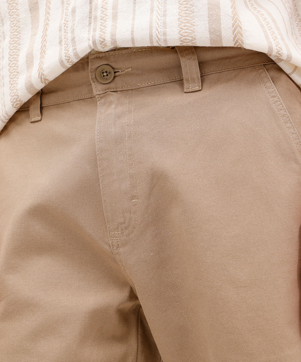 bermuda reta masculina de sarja bege