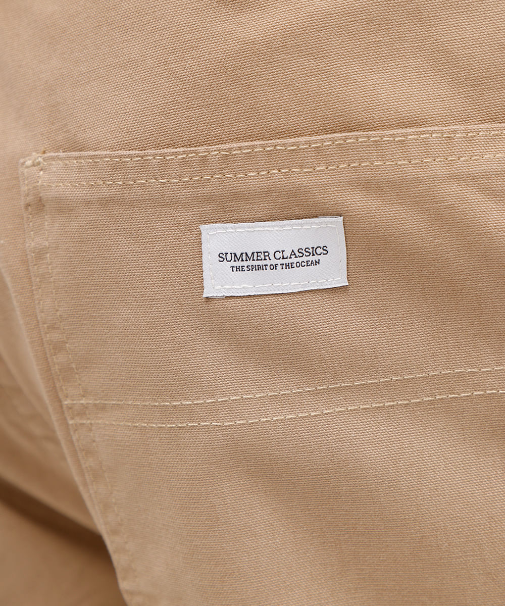 bermuda reta masculina de sarja bege