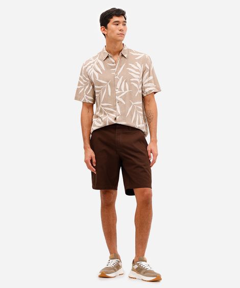 bermuda reta masculina de sarja marrom