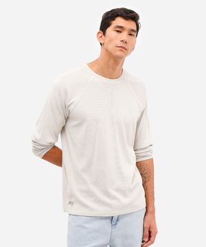 blusa masculina de algodão estonado manga raglan bege