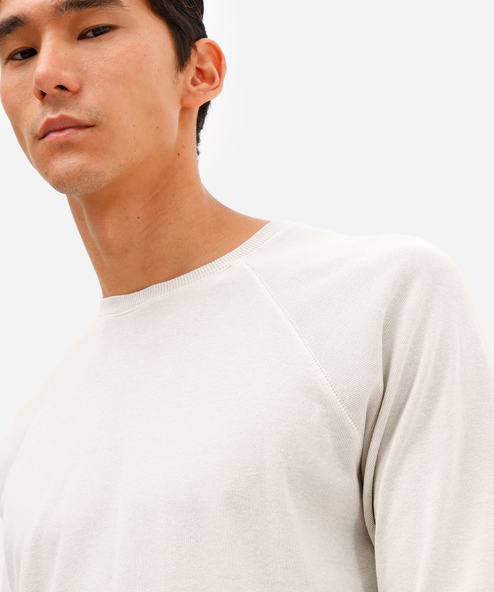 blusa masculina de algodão estonado manga raglan bege